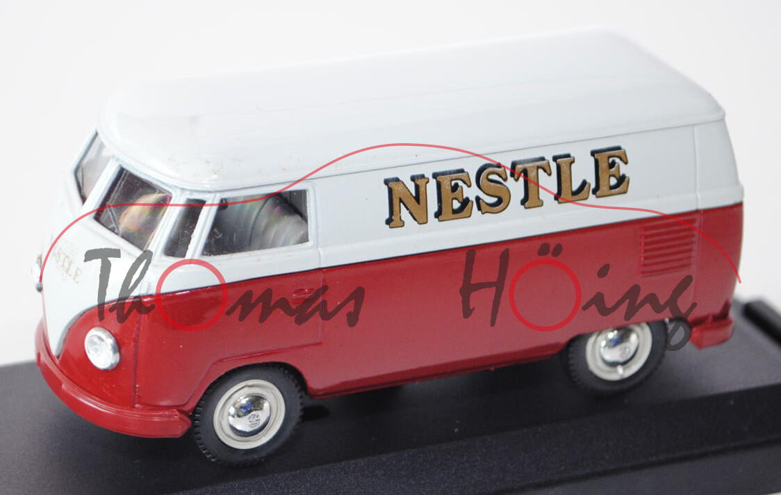 VW Transporter Kastenwagen (Typ 2 T1), Modell 1955, lichtgrau/purpurrot, NESTLE, VITESSE, 1:43, PC-B