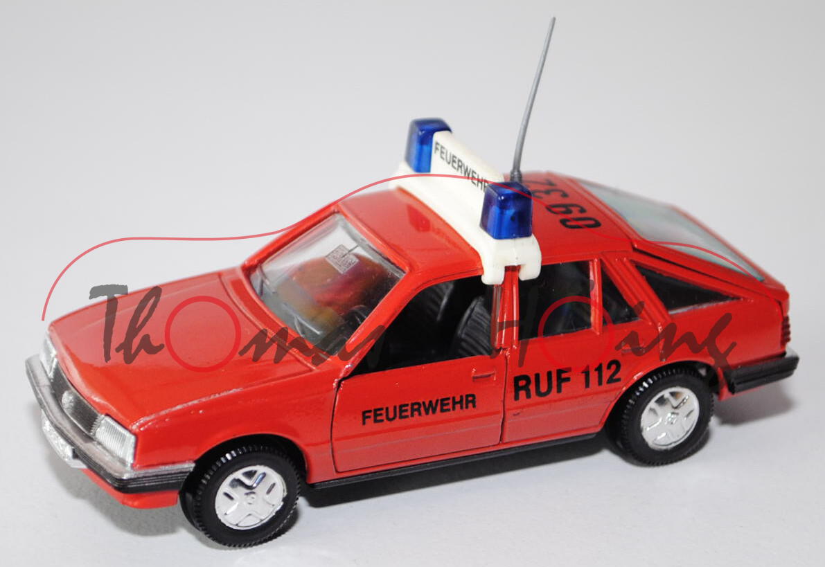 Opel Ascona 1.6 S (Typ C1, Viertürer, Fließheck) Feuerwehr, Modell 1981-1984, feuerrot, FEUERWEHR RU