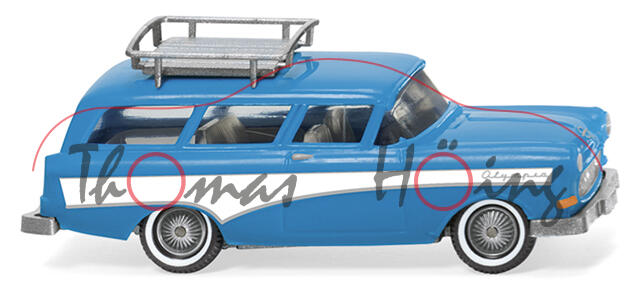 Opel (Olympia) Rekord P1 CarAVan (Typ Rekord '57, Modell 1957-1962), hellblau/weiß, Wiking, 1:87, mb