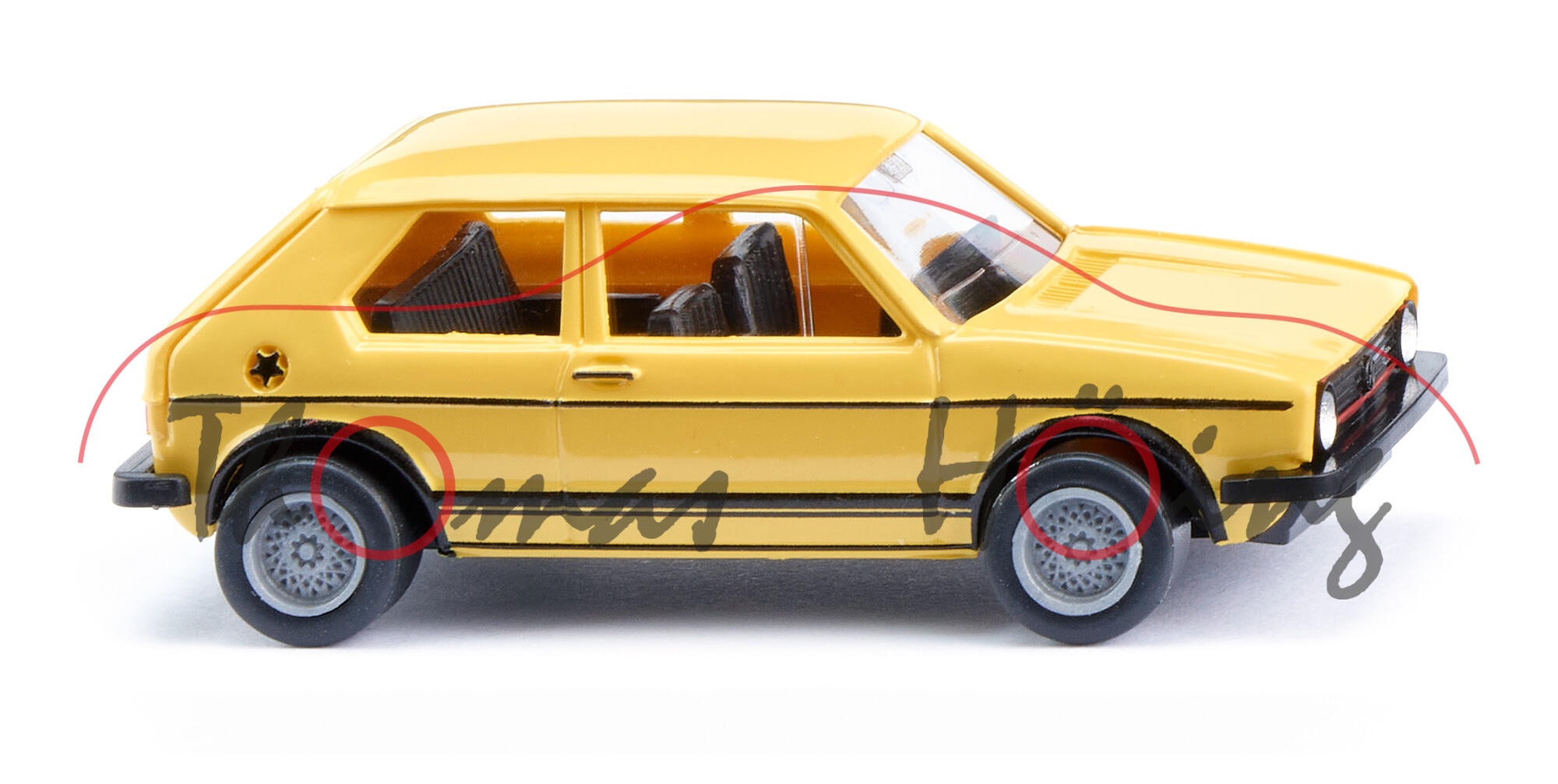 VW Golf I GTI (1. Generation, Typ 17, Facelift 1 von 1978, Modell 1978-1980), lemongelb (Lacknummer LG1N), Wiking, 1:87, mb