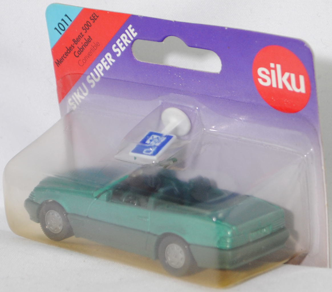 00004 Mercedes-Benz 500 SL (R 129, Modell 1989-1992), türkisgrünmetallic, Stern im Kühlergrill silber, Heckklappe mit Stern, Hong, B7, SIKU SUPER, 1:55, P27