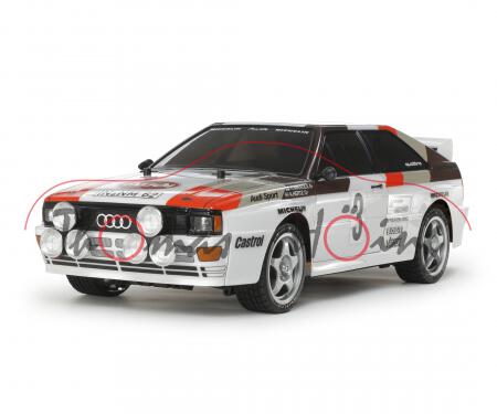 Audi Quattro (B2, Typ 85Q, Mod. 1980-1982) Rallye, WM 1983, Nr. 3, Mikkola / Hertz, TAMIYA, 1:10, mb