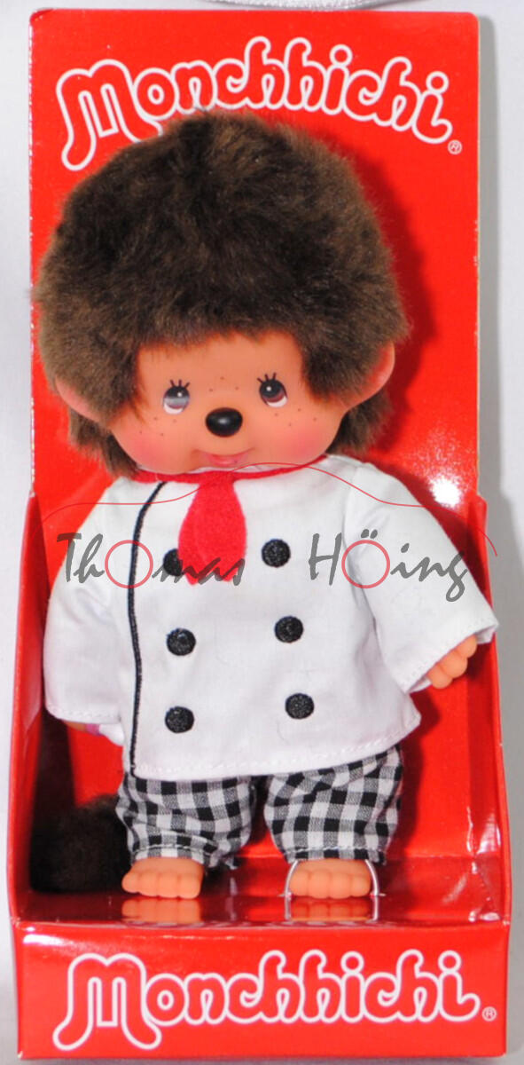 Monchhichi Chef Boy (Küchenchef), 20 cm groß, Sekiguchi (Fehlproduktion, ohne Mütze) (EAN 4905610220441)