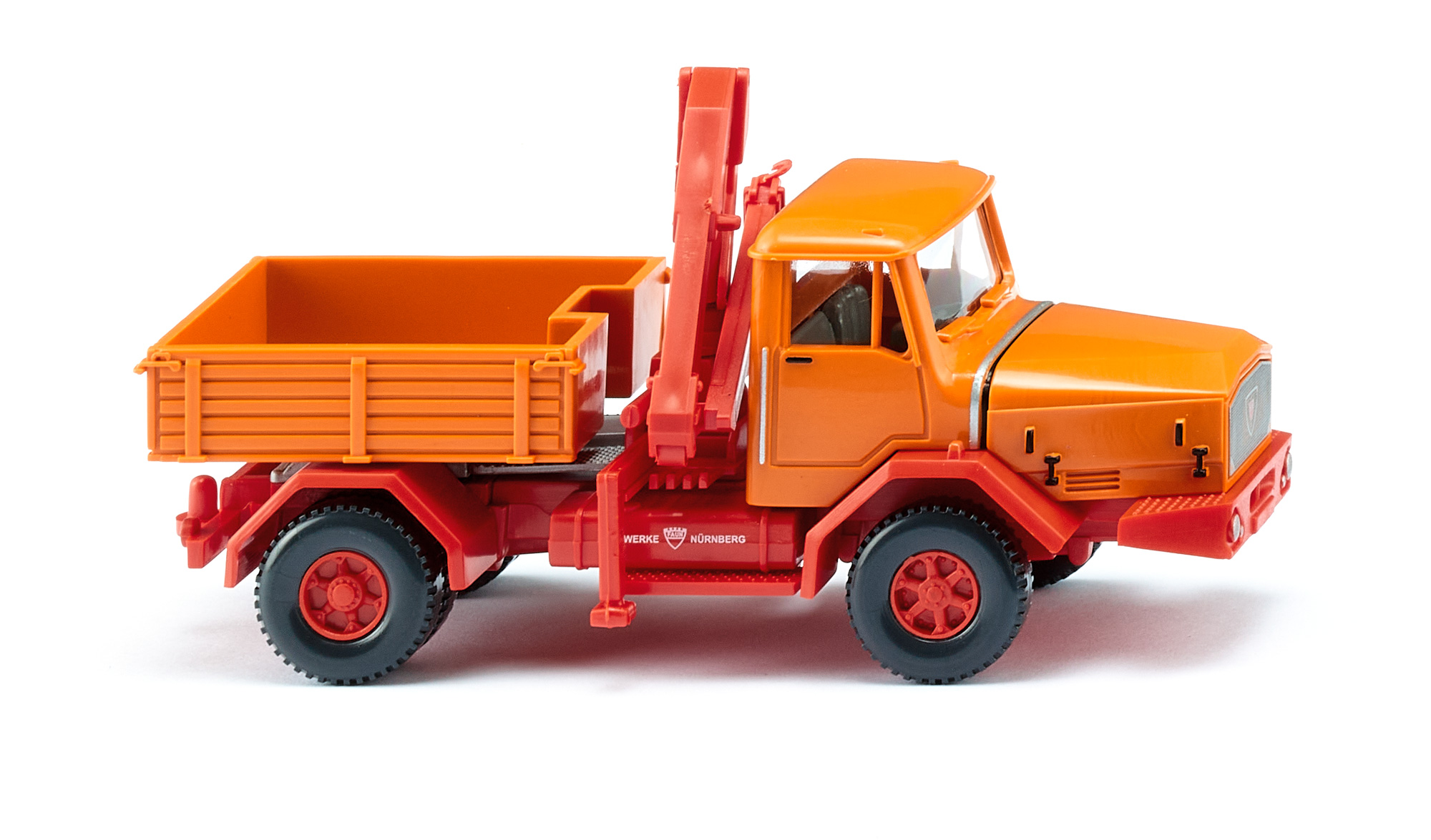 Faun F610/36ZAN Schwerlastpritschen-LKW (Mod. 67-71), gelborange, Kran blutorange, Wiking, 1:87, mb