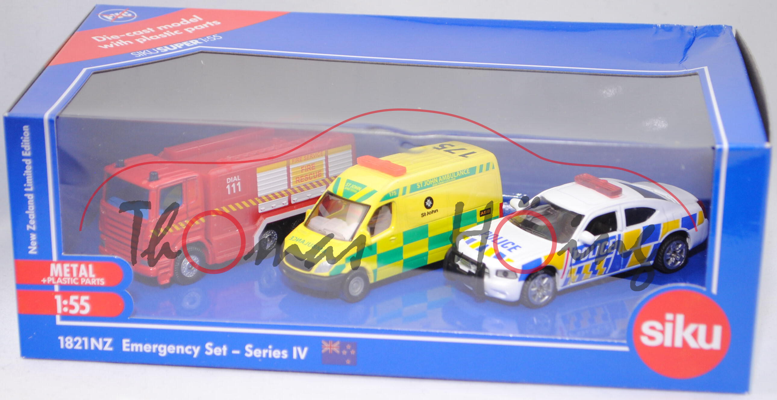 80400 NZ New Zealand Emergency Set-Serie IV: Fire Service Truck+Krankenwagen+New Zealand Police Car