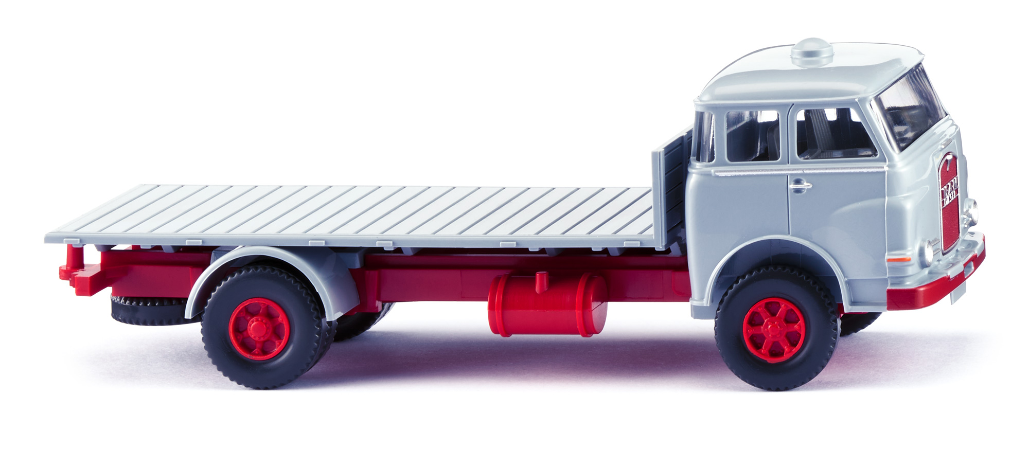 MAN Typ 10.230 F Pausbacke (Typ zweiachsiger Frontlenker, Modell 1960-1967) Flachpritschen-LKW, silbergrau, Wiking, 1:87, mb