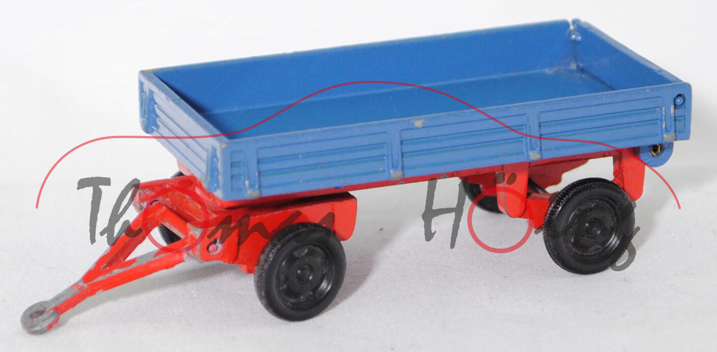 00005 Umbau, 2-Achs-Kippanhänger für LKW und Traktor (Baujahr 1963), Kippbrücke hell-violettblau, Heckklappe mit zwei schrägen Streben, Vollniete, LKW1, SIKU, 1:60, m-