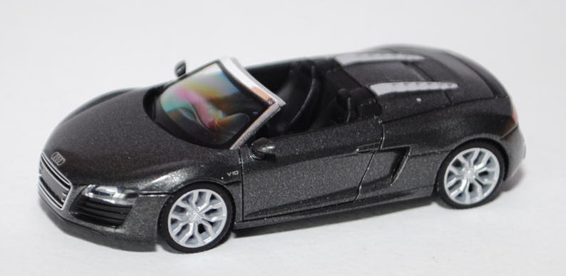 Audi R8 Spyder 5.2 FSI facelift, Modell 2012-, daytonagrau, innen schwarz, Herpa, 1:87, mb