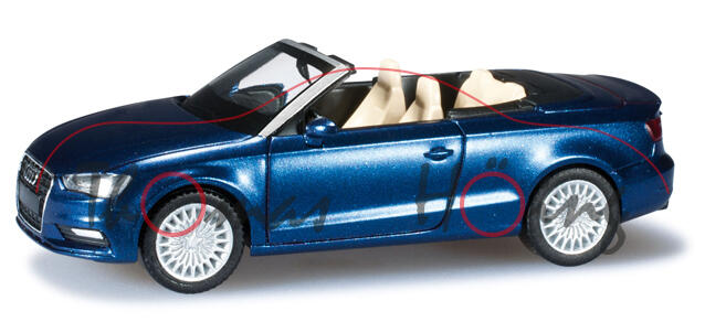 Audi A3 Cabriolet (Typ 8V), Modell 2013-, scubablau perleffekt, Herpa, 1:87, mb