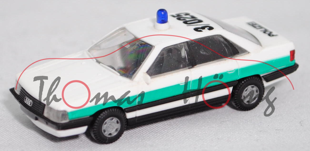 Audi 200 Turbo (Baureihe C3, Typ 44, Modell 1985-1987) Polizei Bayern, weiß/grün, Rietze, 1:87, mb