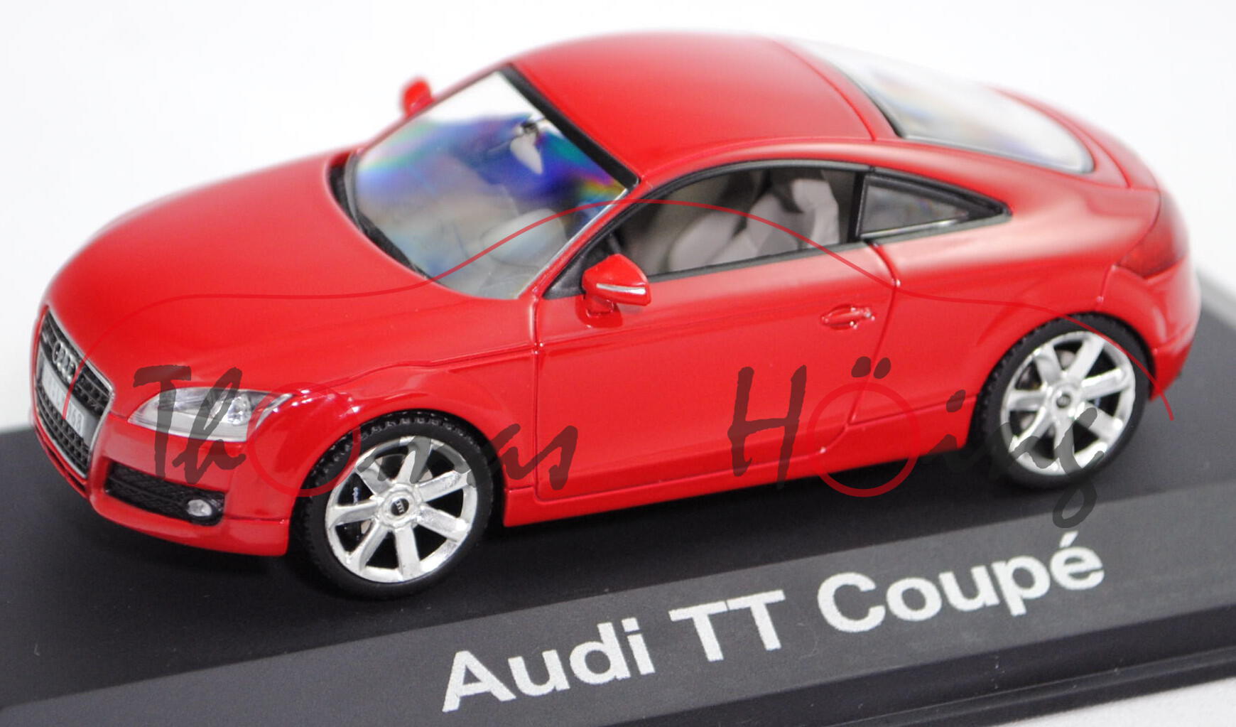 Audi TT Coupé 3.2 quattro (2. Gen., Typ 8J, Modell 2006-2010), brillantrot, Schuco, 1:43, Werbebox