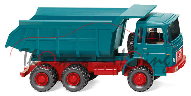 MAN (Typ F7 Frontlenker, Mod. 67-72) Muldenkipper, Fahrerhaus + Mulde wasserblau, Wiking, 1:87, mb