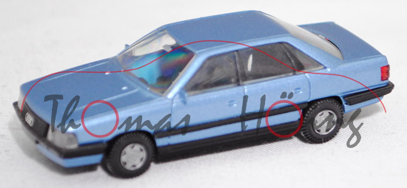 Audi 200 Turbo (2. Gen., Baureihe C3, Typ 44, Modell 1985-1987), hell-fernblaumetallic, Rietze, 1:87