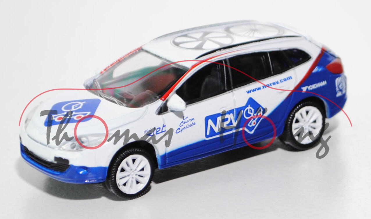 Renault Mégane Grandtour (Modell 2009-2012), reinweiß/hell-ultramarinblau, mini Jet / La / course /