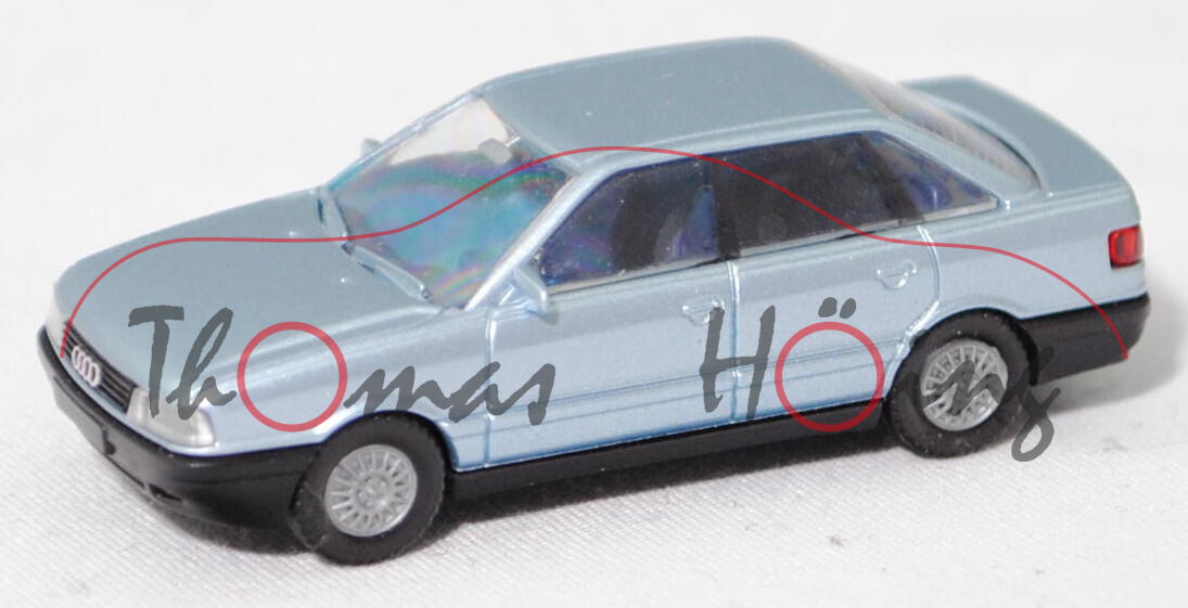 Audi 80 (B3, Typ 89, Mod. 86-91), hell-blausilbermet. (vgl. saphir met.), Felgen Umbau, Rietze, 1:87