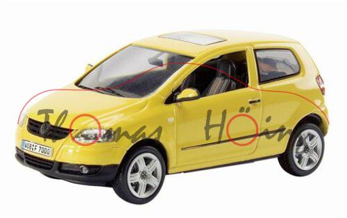 VW Fox 1.4, Modell 2005-2011, imola-gelb, Schuco, 1:43, PC-Box