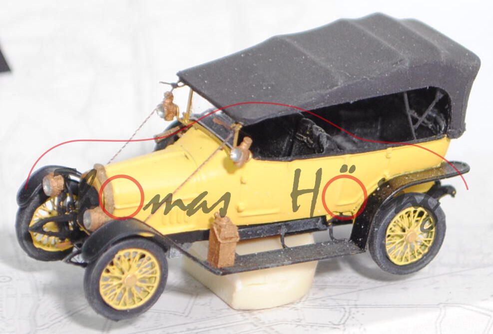 Audi Typ B 10/28 PS (Modell 1911-1917), hell-zitronengelb, Artitec®, 1:87, mb (Handarbeitsmodell)