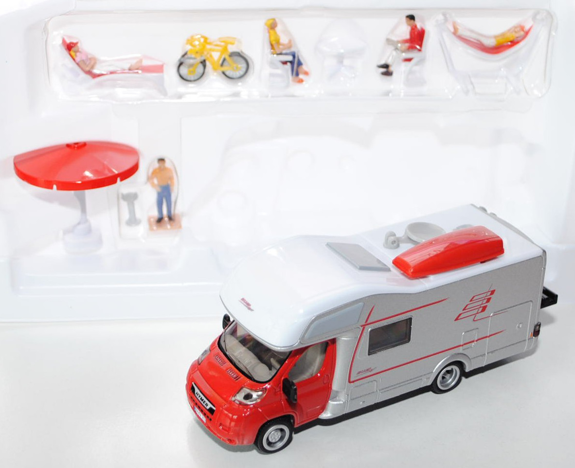 00000 Hymer Camp 614 SL (Modell 2006-2011) Wohnmobil, rot/silbergrau, Siku, 1:50, L17mK