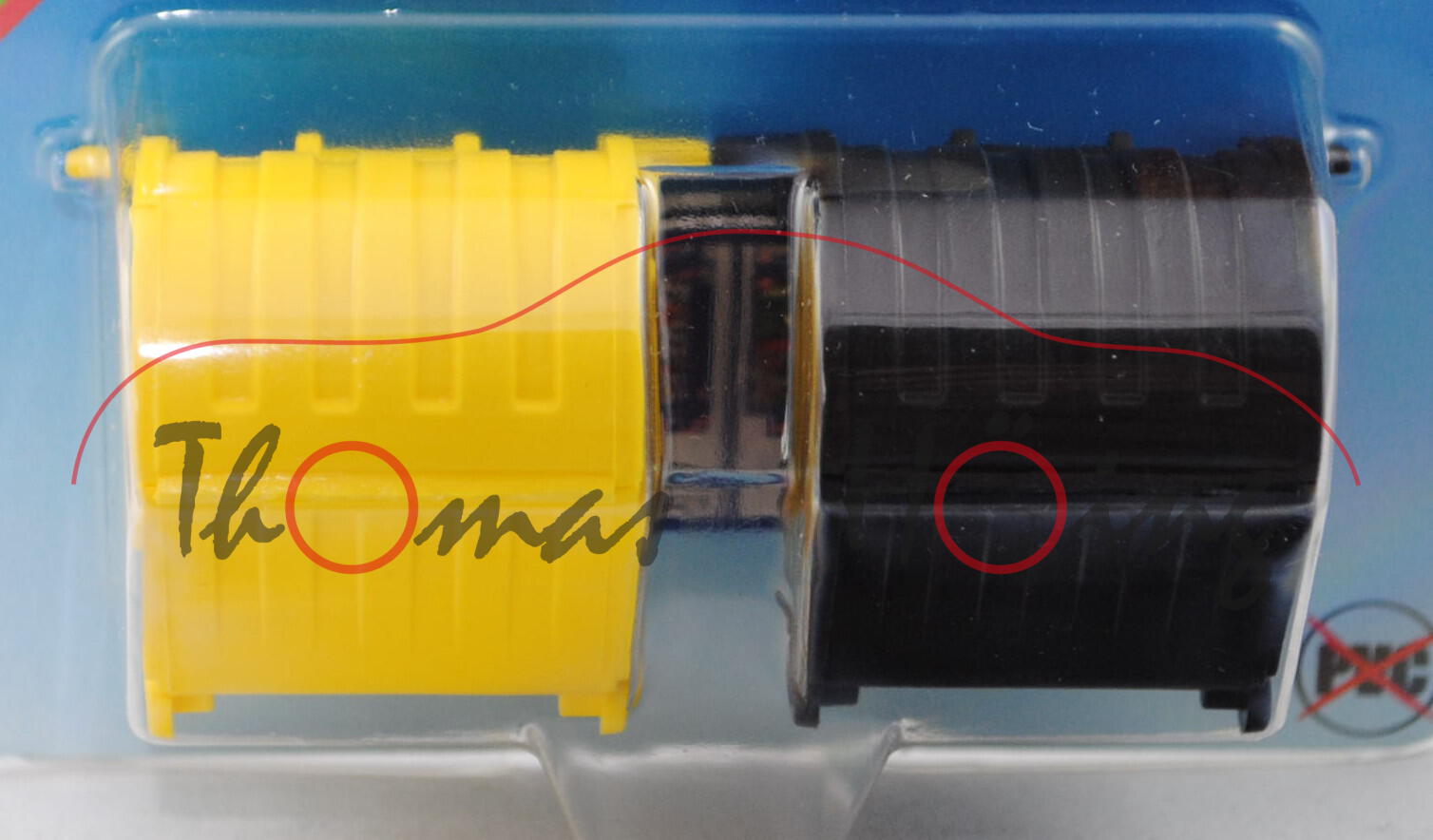 2 Mülltonnen, kadmiumgelb und schwarz, 1:50/1:55, P29c