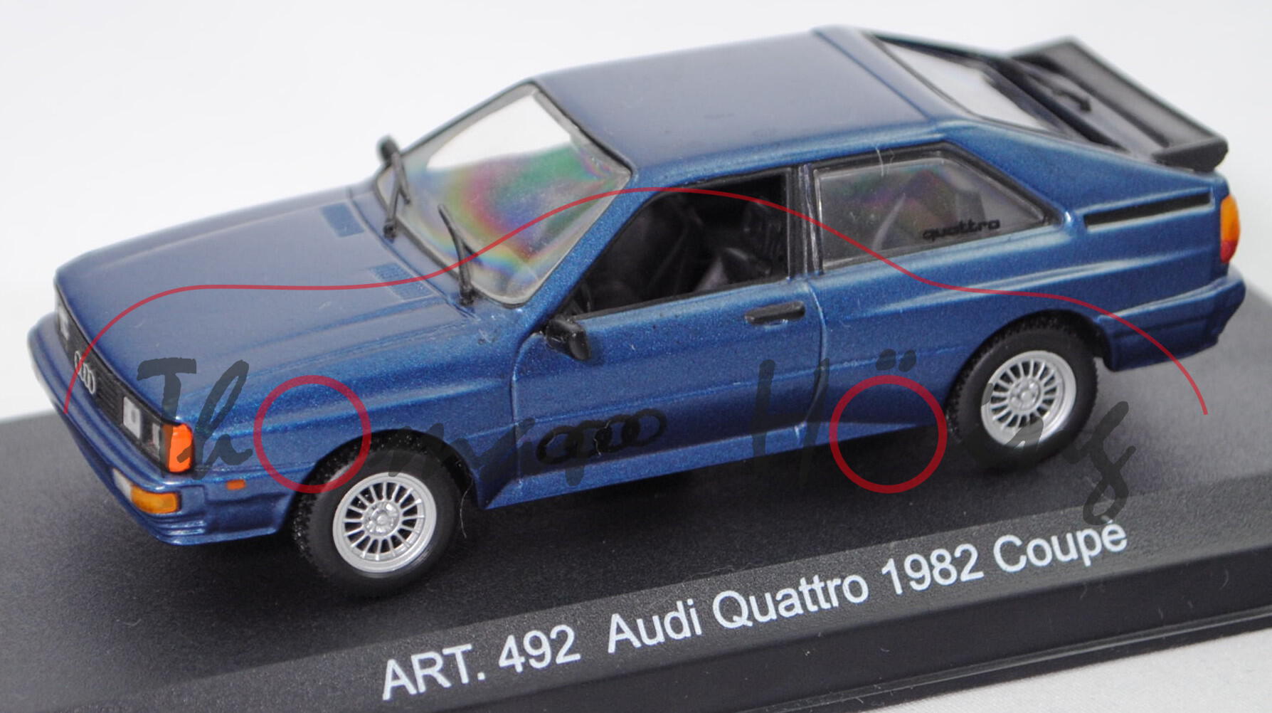 Audi quattro (Baureihe B2, Typ 85Q, Mod. 1980-1982), heliosblau metallic, Detail Cars®, 1:43, PC-Box