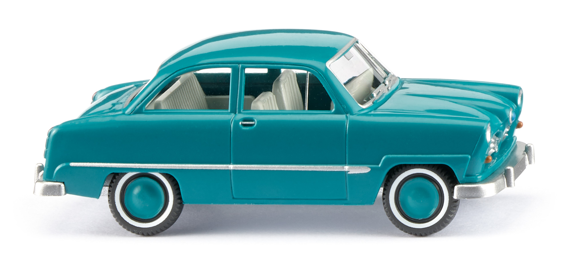Ford Taunus 12 M (interne Baureihenbezeichnung Ford G13, Vorfacelift, Modell 1952-1955), wasserblau, innen papyrusweiß, Wiking, 1:87, mb