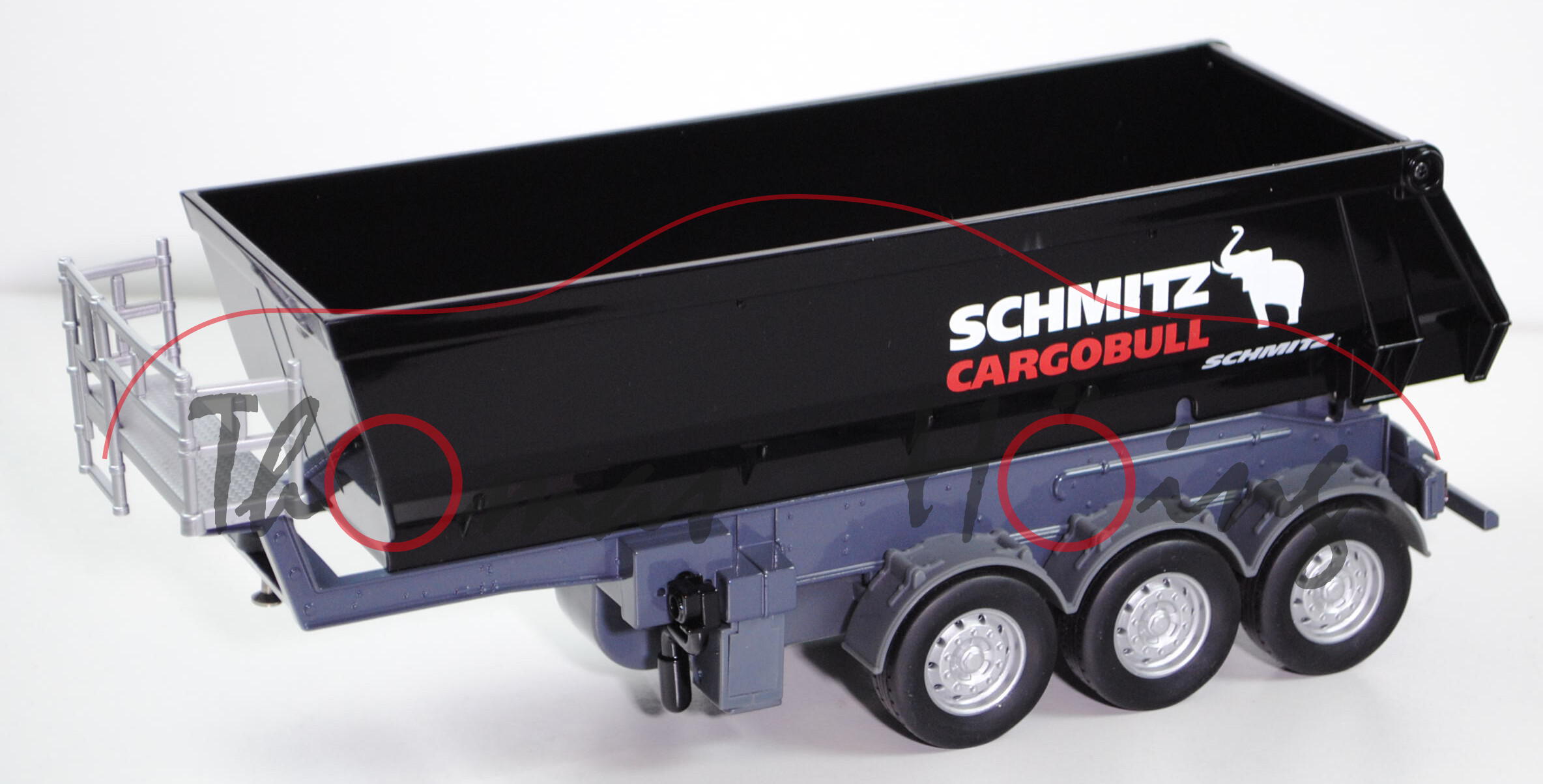 Mechanischer Kippsattelauflieger, schwarz/eisengrau, SCHMITZ CARGOBULL, SIKU FARMER, 1:32, L17mpK