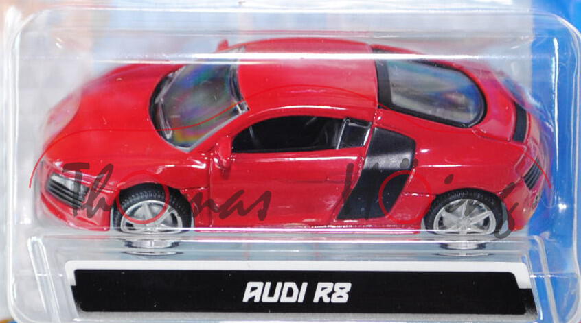 Audi R8 4.2 FSI quattro Coupé (Typ 42, Mod. 2007-2010), karminrot, innen schwarz, Bburago, 1:64, mb