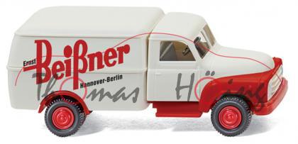 Hanomag Diesel L28 Kasten-LKW, Modell 1950, perlweiß/rot, Ernst Beißner Hannover-Berlin, Wiking, 1:8