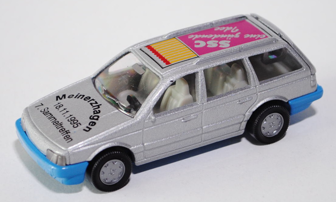 VW Passat Variant (B3, Typ 35i), Modell 1988-1993, silbergraumetallic, Chassis himmelblau, Haube Mei