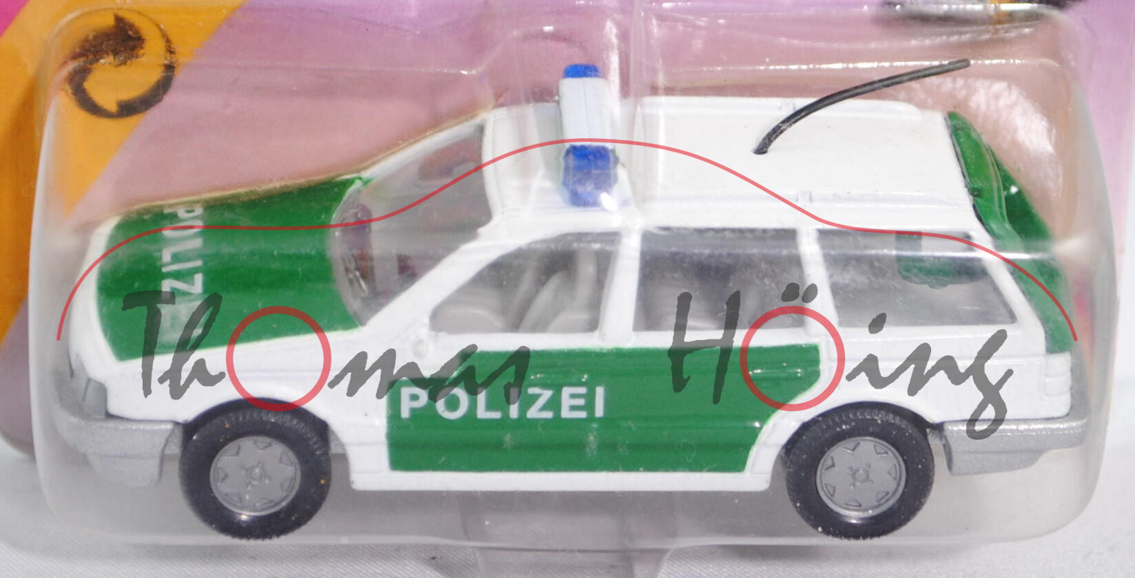 00018 VW Passat Variant (B3, Typ 35i, Modell 1988-1993) Polizei-Lautsprecherwagen, reinweiß, innen l