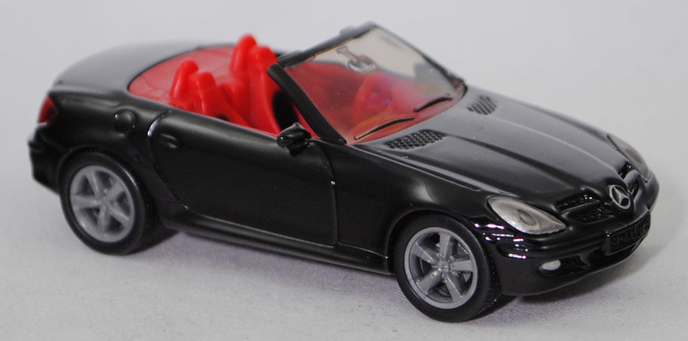 00004 Mercedes-Benz SLK 350 (interne Baureihenbezeichnung R 171, Vor-MoPf, Modell 2004-2008), schwarz, innen rot/schwarz, Bpr. 1002, SIKU SUPER, 1:55, m