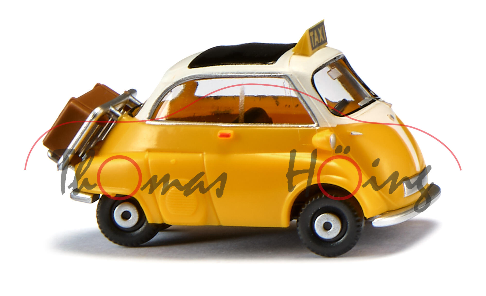 Taxi - BMW Isetta 250 / 300 (Typ 4-Rad, Modell 1958-1962), signalgelb/weiß, TAXI, Wiking, 1:87, mb