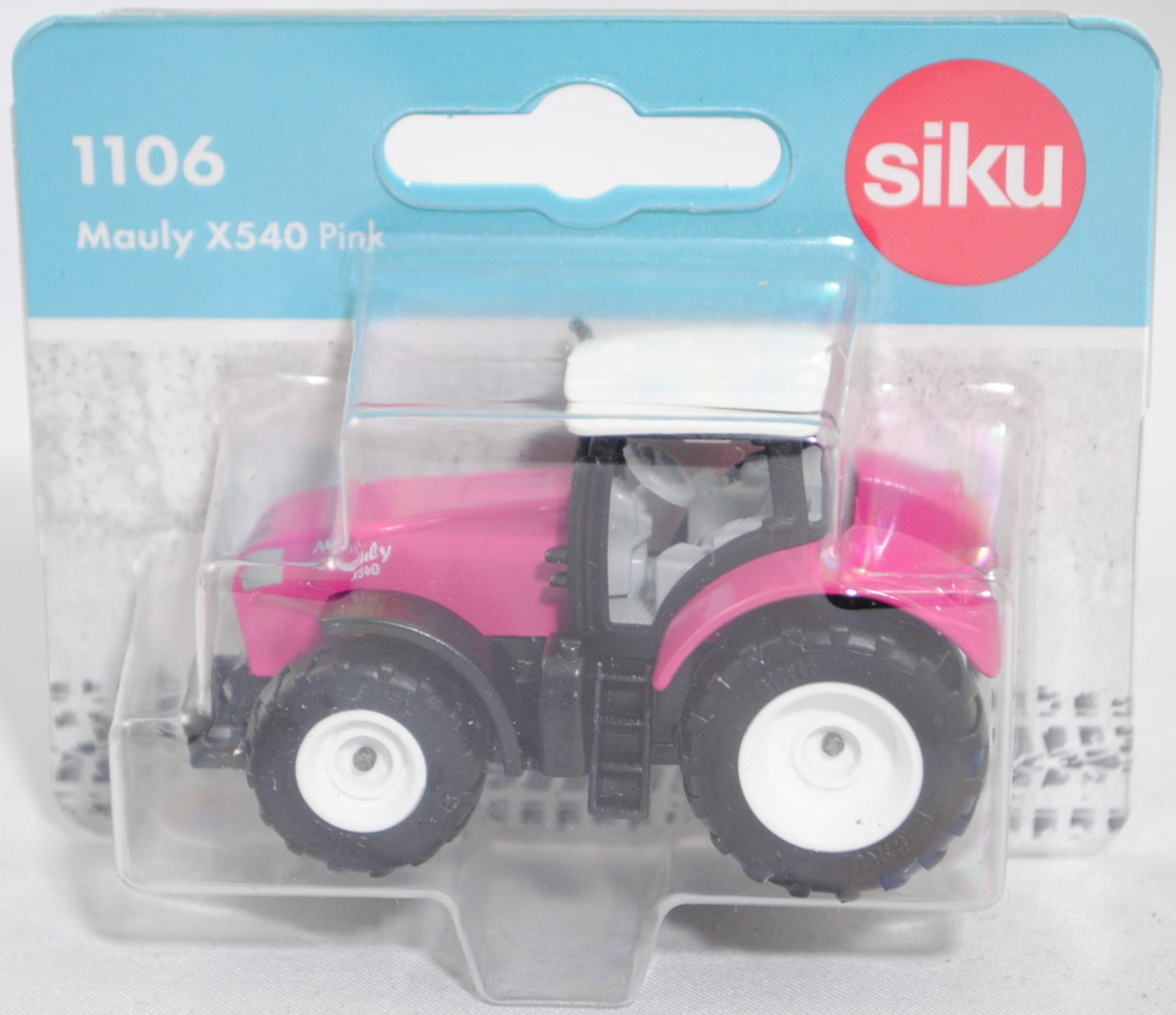 00001 Mauly X540 Traktor, Motorhaube und Kotflügel hinten dunkel-erikaviolett, Dach Fahrerhaus reinweiß, Druck Mauly 7 mm breit, SIKU SUPER, P29f