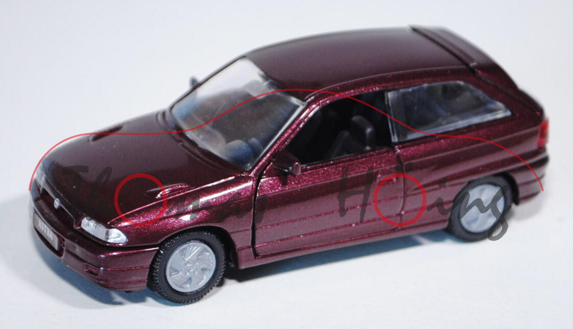 Opel Astra GSi (Typ F, Dreitürer, Schrägheck), Modell 1991-1994, marseillerot metallic, Türen + Heck