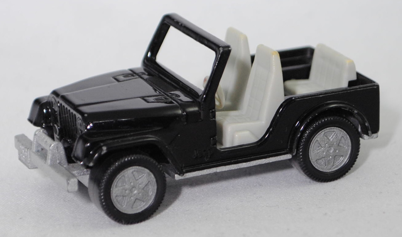 00017 Jeep CJ-5 2.5L (5. Generation, Modell 1979-1983) ohne Fiberglas Hardtop (von Siku als Jeep CJ-7 bezeichnet), schwarz, innen lichtgrau, Hong, B8, SIKU SUPER, 1:55, m (Hardtop weg)