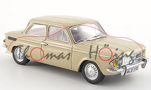 NSU 1200 C (Typ 77, Mod. 1967-1973, Bj. 69), champagnerbeige (Farbcode NSU 102), NEO, 1:43, PC-Box