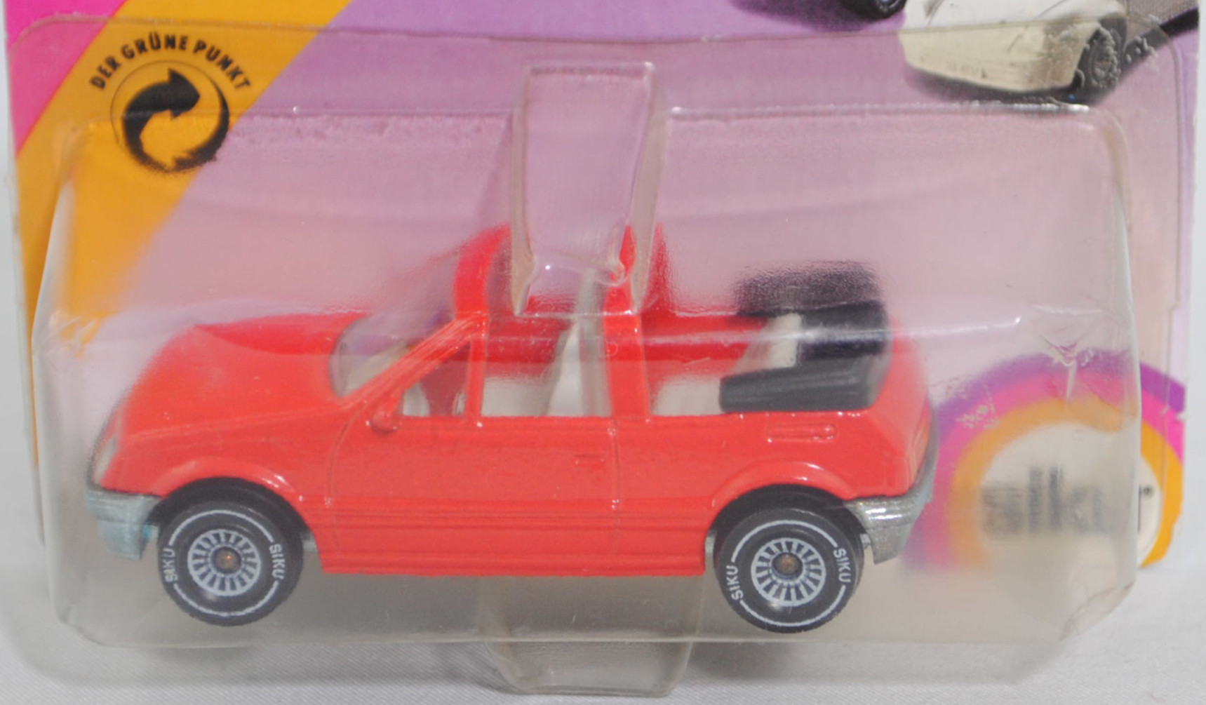 00004 Peugeot 205 CTI 1.6 Cabriolet (1. Generation, 741B, Modell 1986-1988), verkehrsrot, innen lichtgrau, W-Germ, mit CE-Zeichen, B4, SIKU SUPER, 1:53, P23 vergilbt