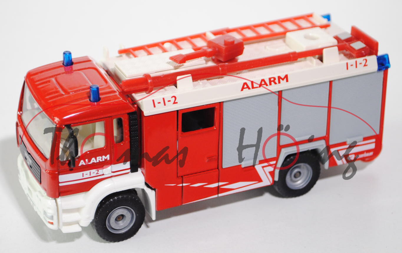 00800 DK HLF 20 auf Fahrgestell MAN TGA Feuerwehr, rot/weiß, ALARM/1-1-2 + 1-1-2 ALARM 1-1-2, SIKU