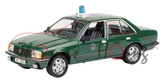 Opel Rekord E1 (Modell 1981-1982), moosgrün, Polizei Hamburg, Schuco, 1:43, PC-Box (Limited Edition)