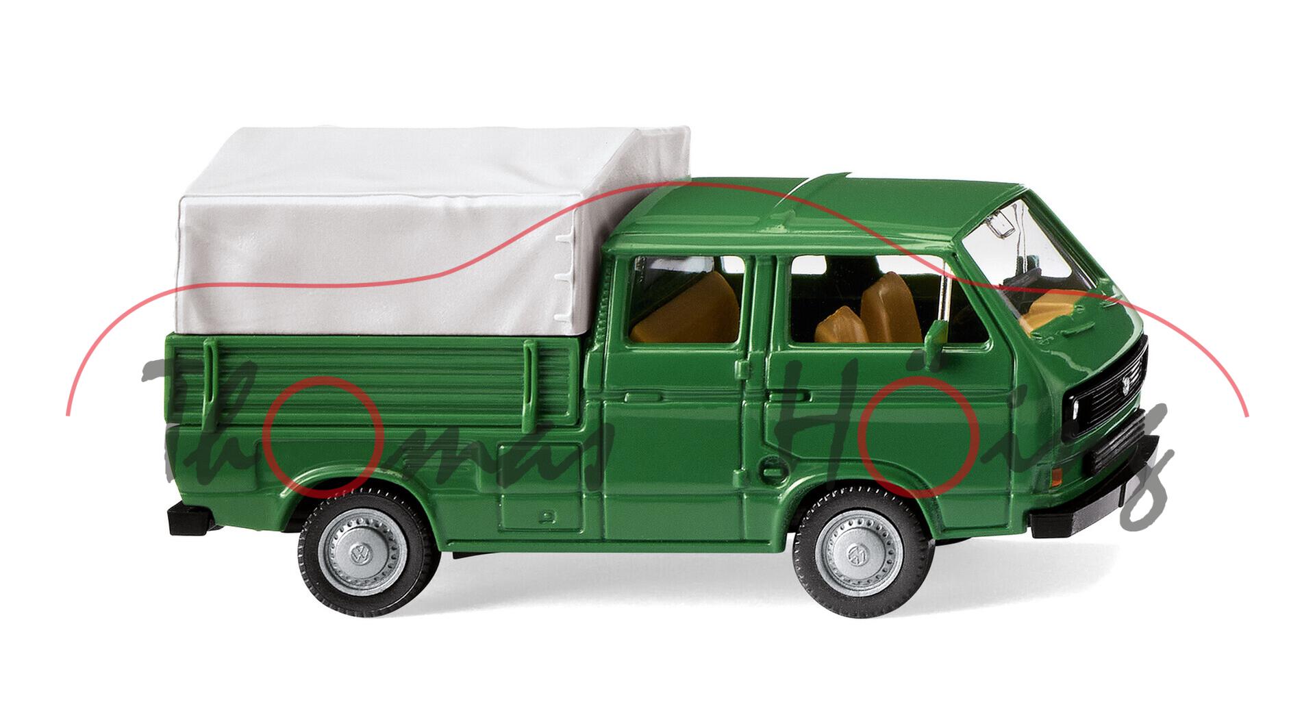 VW Transporter T3 Doppelkabine ( Typ T3, Modell '80, Modell 1982-1992), grasgrün, Wiking, 1:87, mb