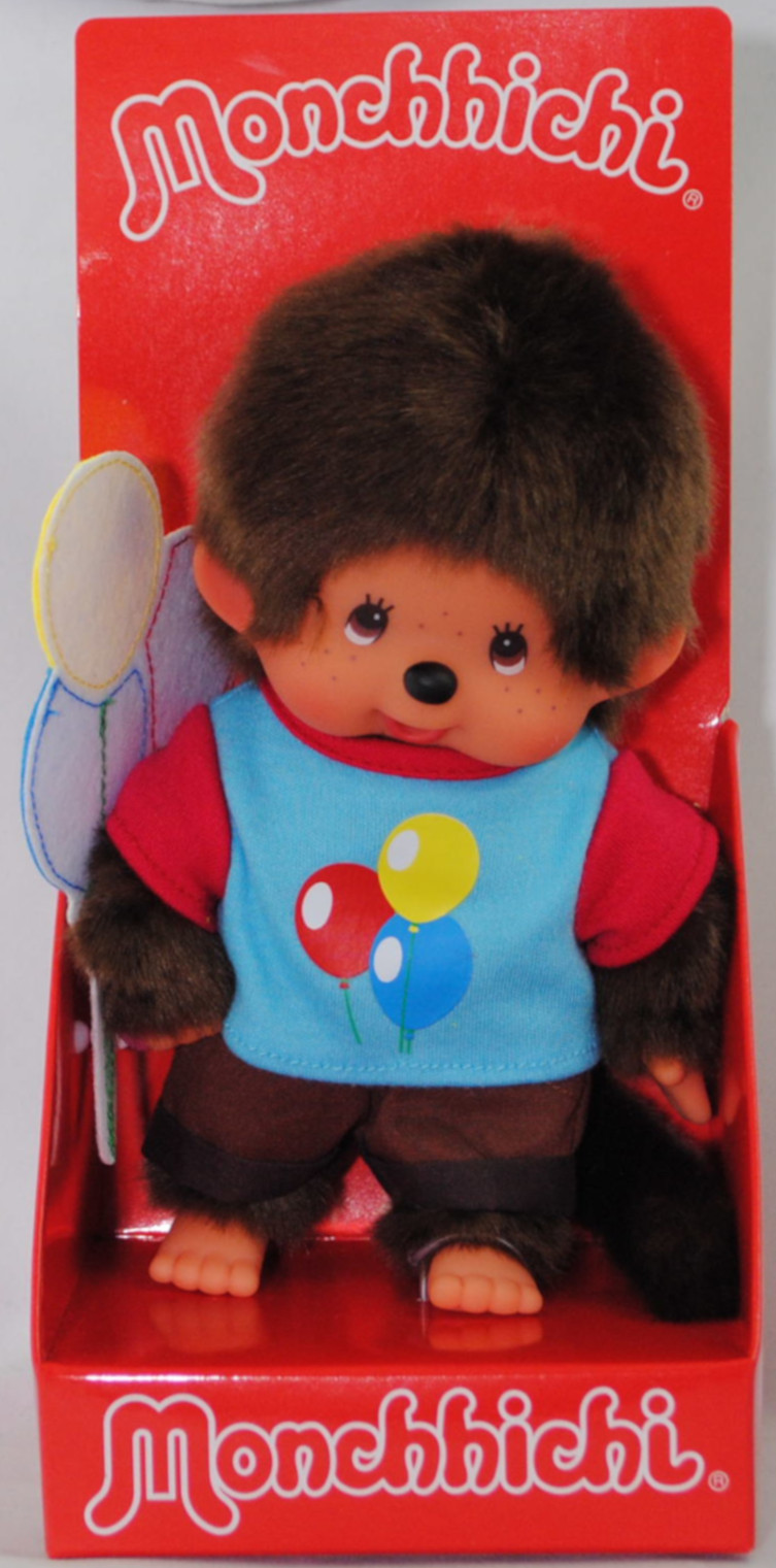 Monchhichi Balloon Boy (Junge mit Balloon), 20 cm groß, Sekiguchi (EAN 4905610205233)