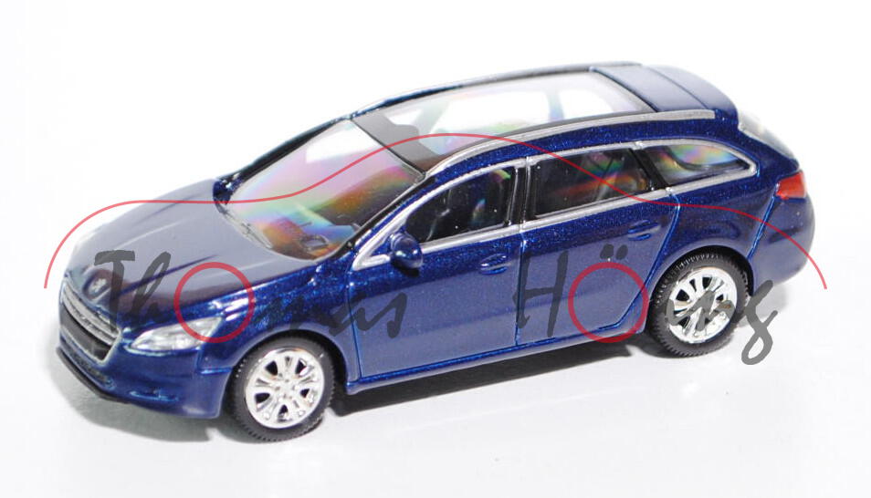 Peugeot 508 sw, Modell 2010-, saphirblaumetallic, ca. 1:61, Norev SHOWROOM, Werbeschachtel