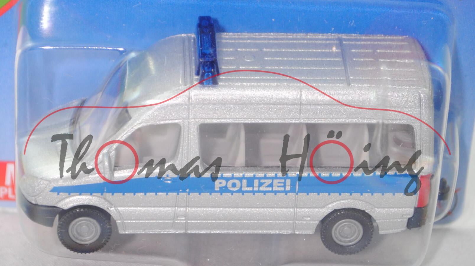 00009 MB Sprinter II (W 906, Mod. 2006-2013) Polizeibus, silber, POLIZEI, hohe Blaulichtleiste, P29e