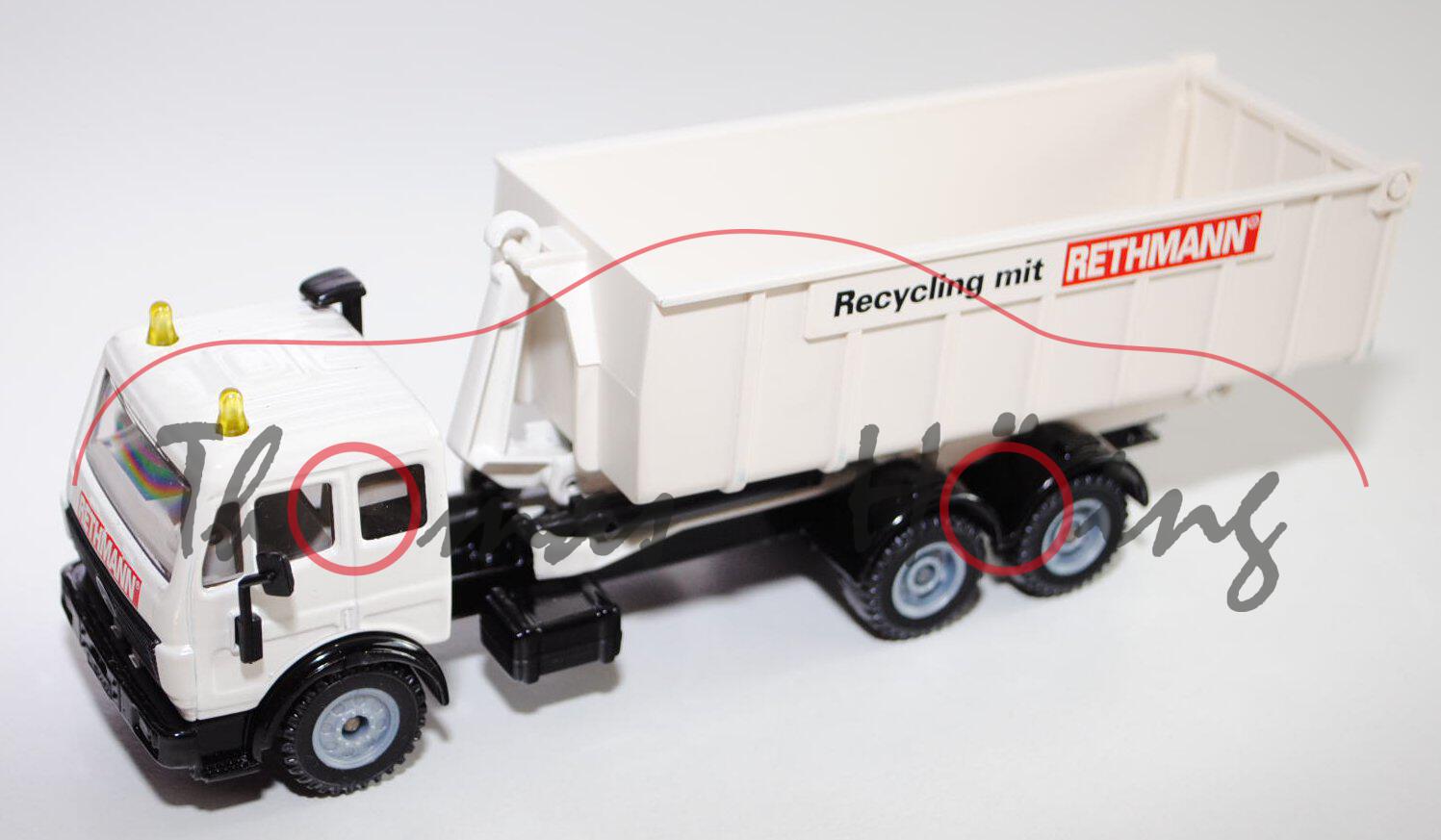 Mercedes SK Abrollkipper mit Hochmulde, reinweiß/schwarz, Recycling mit RETHMANN, LKW12, L15