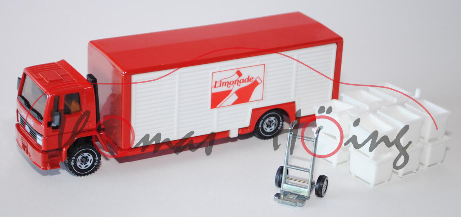 00000 Ford Cargo Getränkewagen, verkehrsrot, Limonade, weiße Kisten, LKW10, L10