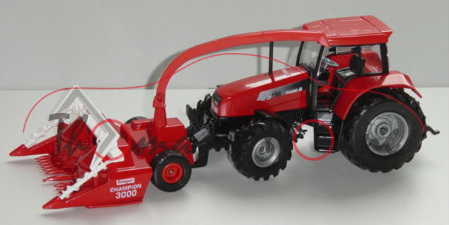 00001 Case CS 150 Traktor mit Champion-Feldhäcksler, verkehrsrot/schwarz, kemper / CHAMPION / 3000, L15