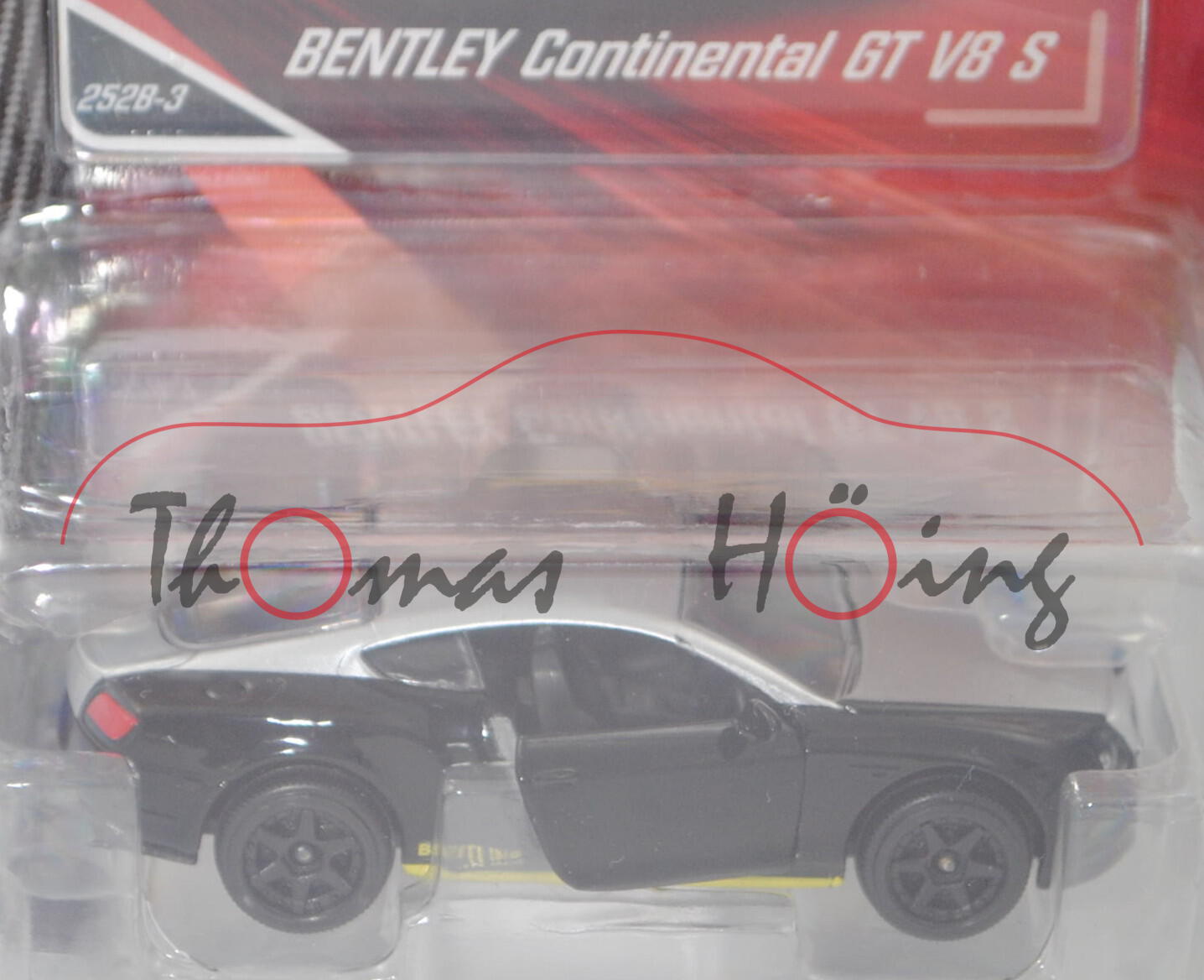 Bentley Continental GT II V8 S 4.0 (Typ Coupé, Mod. 2015-2018), weißalu/schwarz, majorette, 1:64, mb