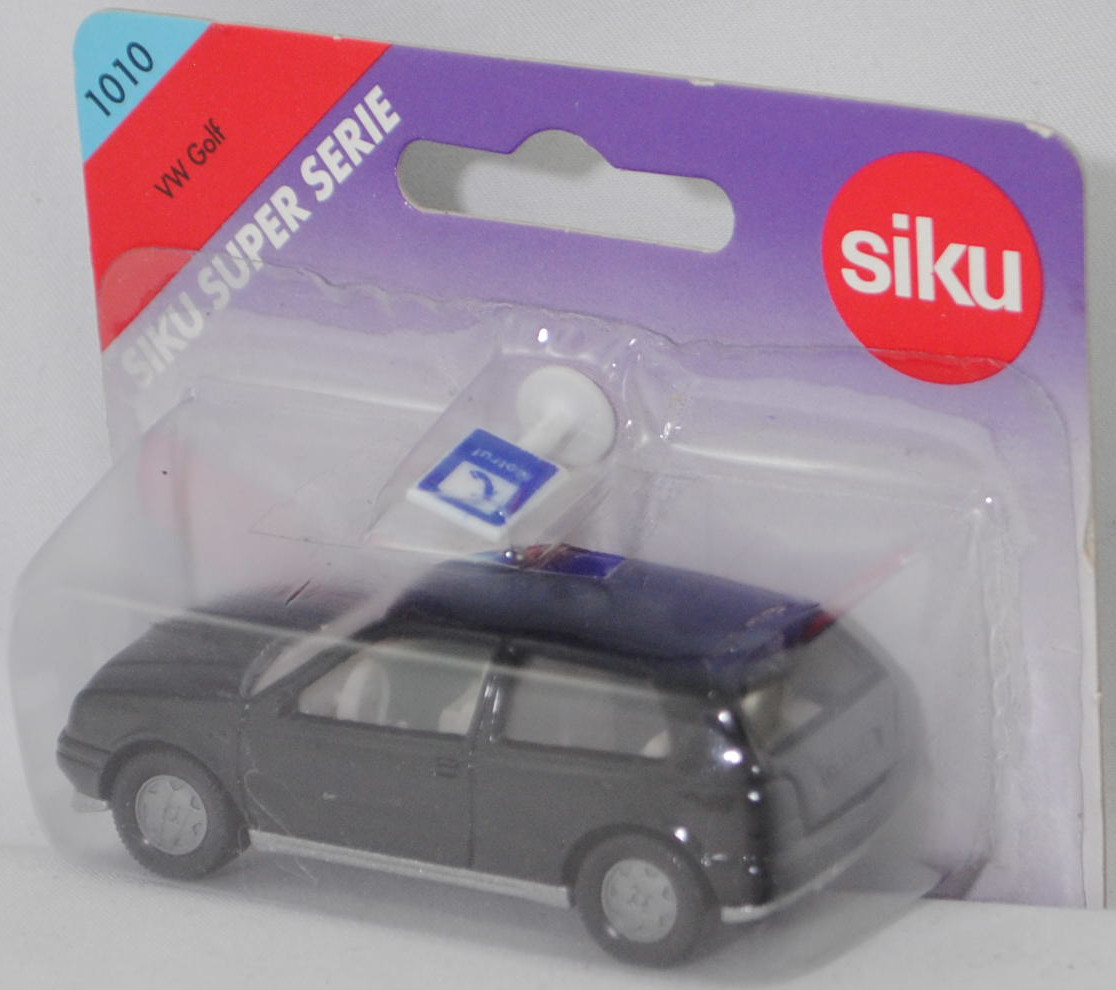 00004 VW Golf III 1.8 GL (Typ 1H, Vorfacelift, Modell 1991-1994), schwarz, innen grau, Lenkrad grau, Chassis silber, Hong, Bpr. 1010 / 0842, SIKU SUPER, 1:56, P27