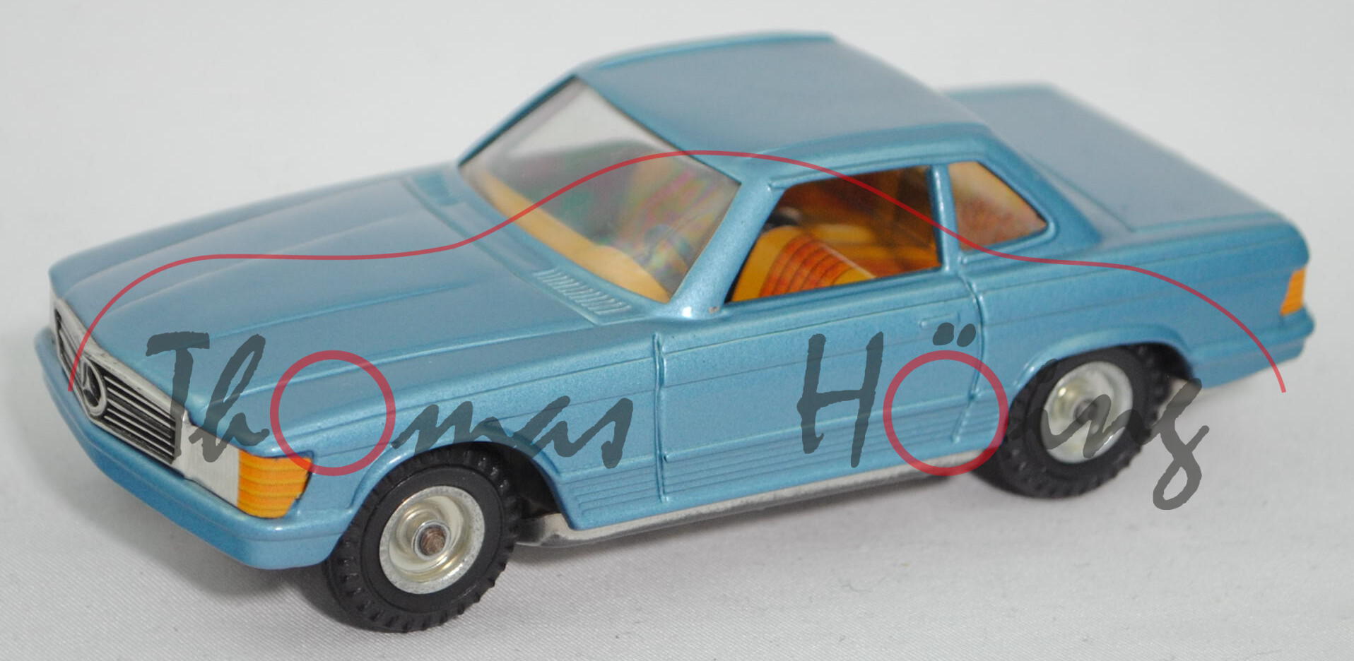 Mercedes-Benz 350 SL mit Hardtop (R 107, Mod. 71-76), dunkel-pastellblaumet., CKO Kellermann, 1:36