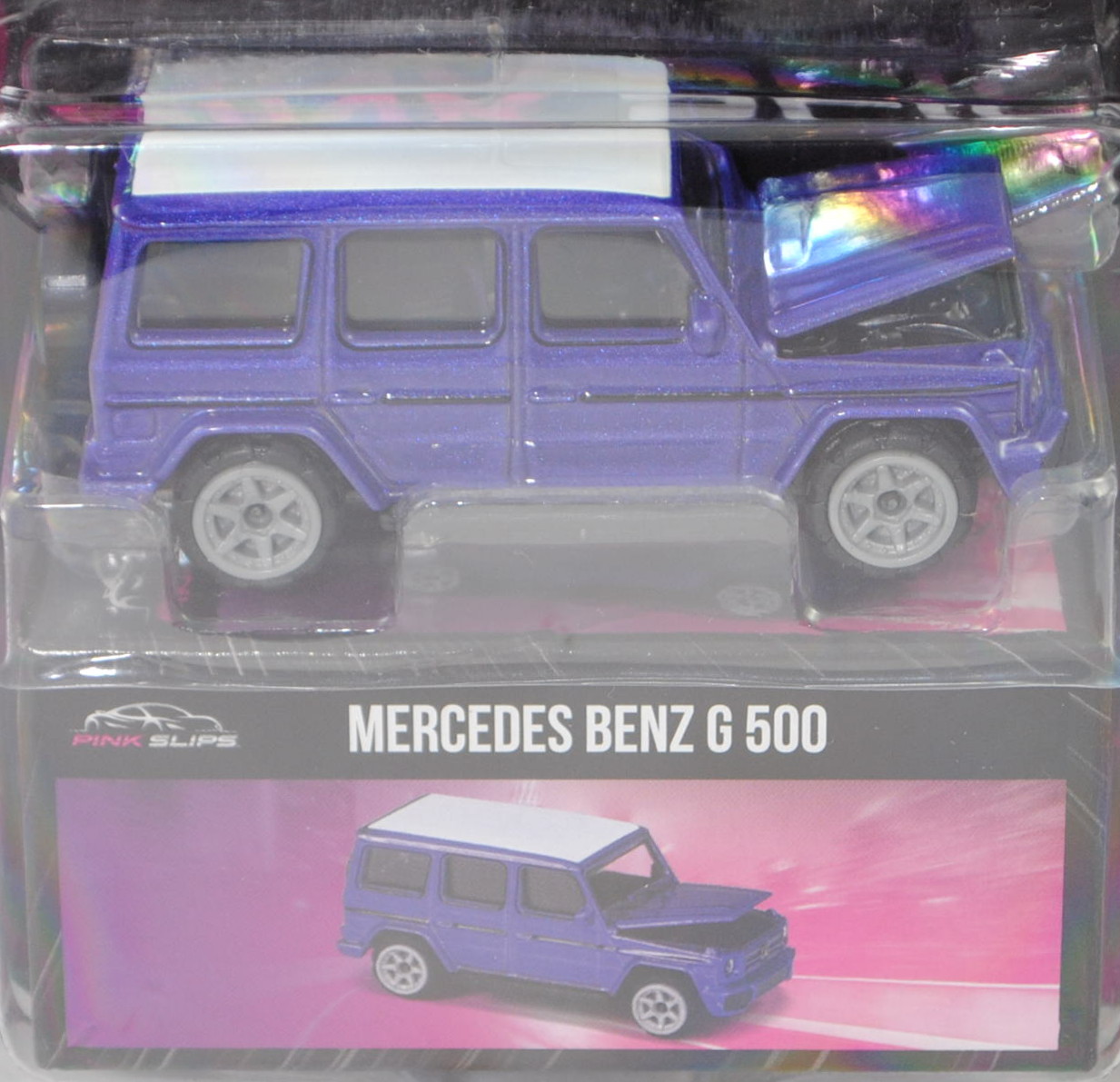 Mercedes-Benz G 500 (W 463, Modell 2018-), dunkel-blaulila, Jada TOYS by majorette, 1:61, Blister